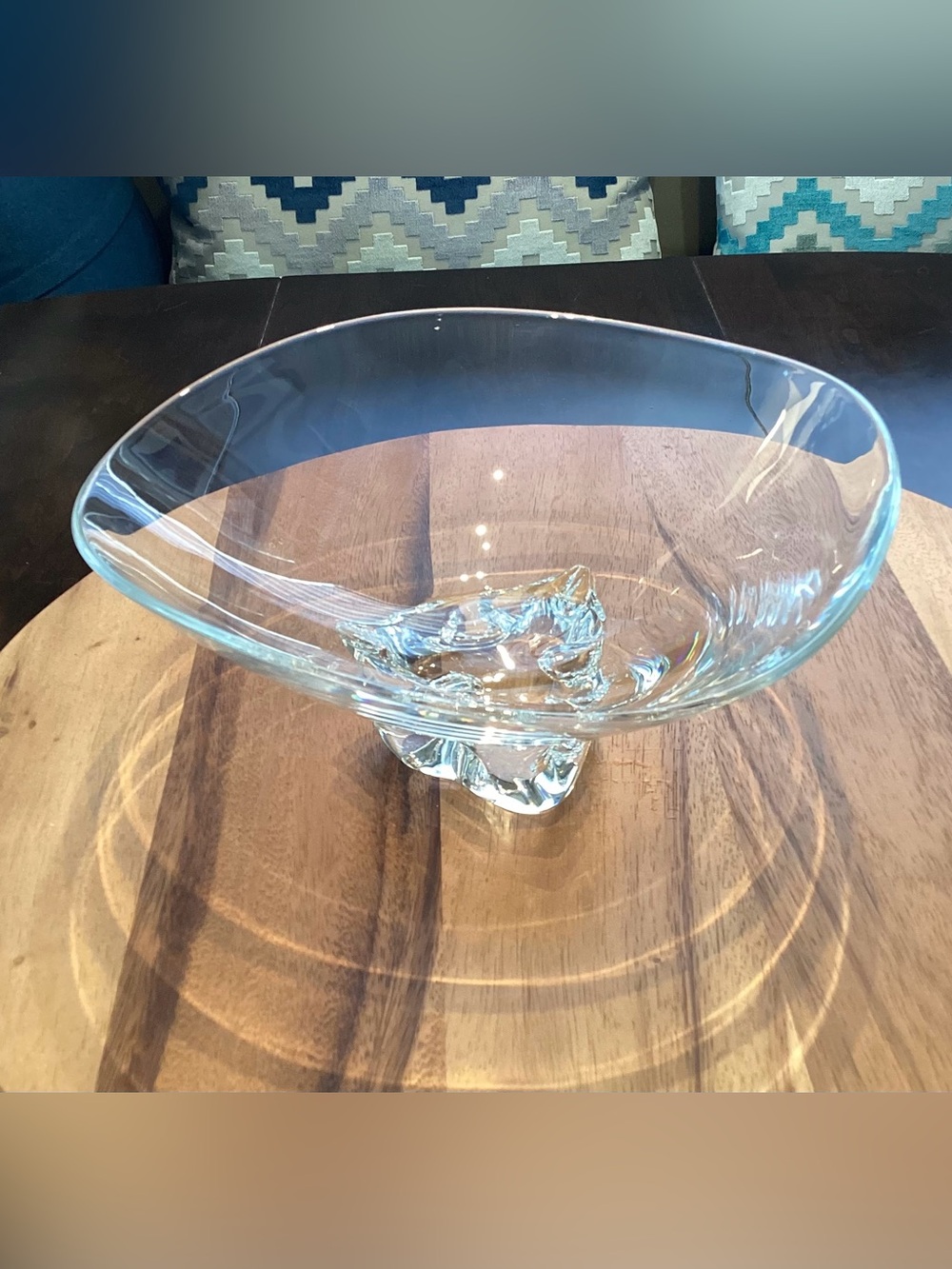 Steuben Vintage Crystal Footed Trillium Bowl Signed Model 8089 in EUC